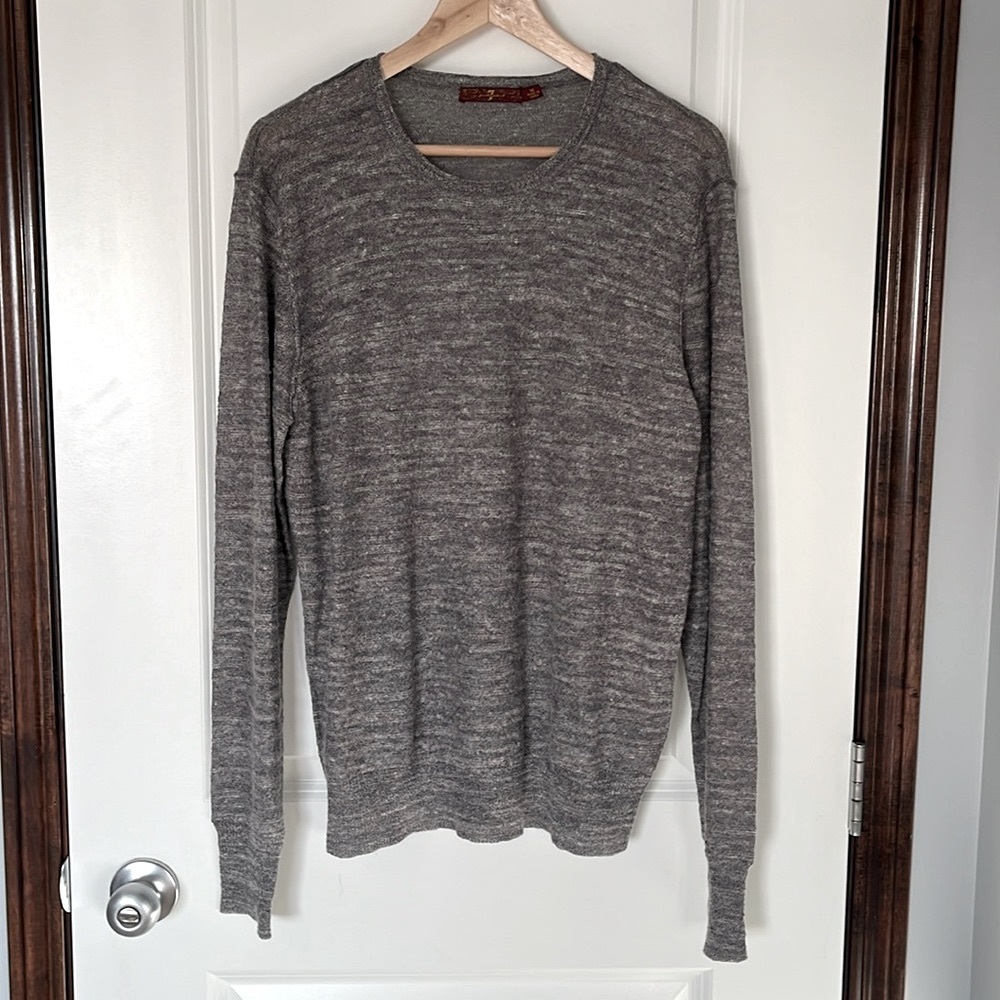 7 FOR ALL MANKIND Men's Alpaca, Linen Blend Crew Neck Thin Sweater